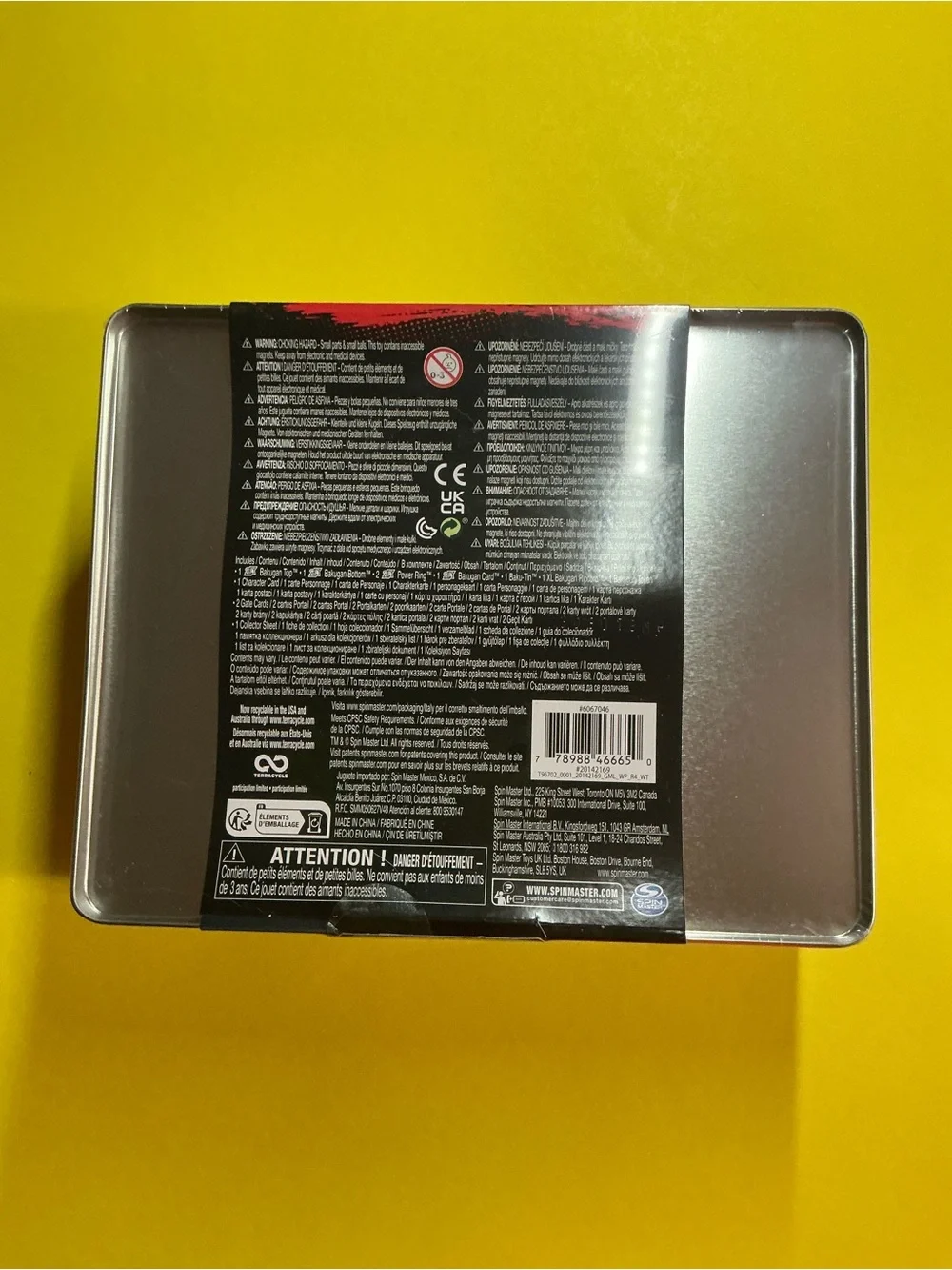 Side Smashed Metal Square Sealed Red Bakugan Baku Tin